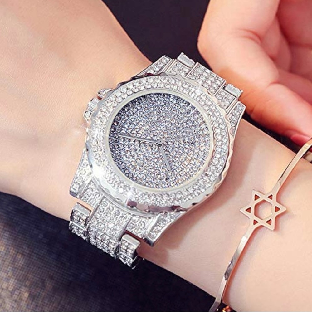 VVS Bust Down Watch Iced Out Unisex Steel Round Dial Waterproof Bling Jewelry - Picture 3 of 7